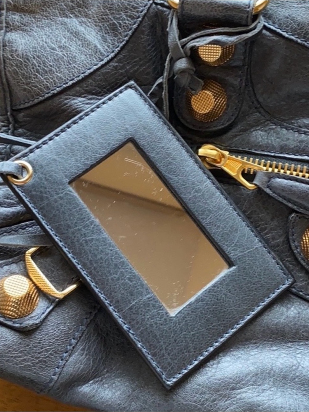 Balenciaga Leather Shoulder Bag with Gold-Tone Studs - Picture 3 of 15
